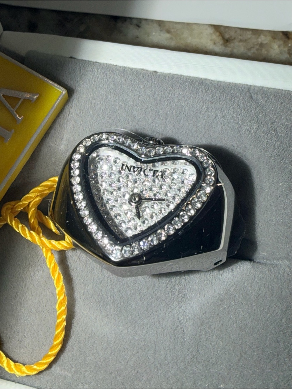 Invicta Silver Heart-Shaped Crystal Accent Mini Angel Ring Watch🔥 was $200